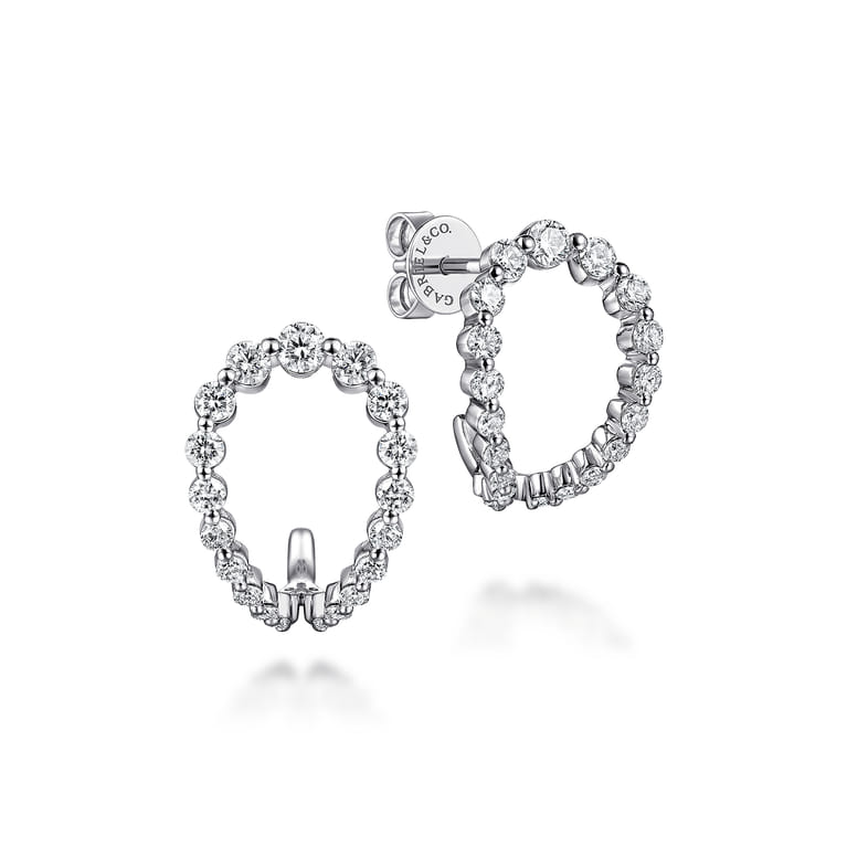14K White Gold Diamond J Earrings - 1 ct - Shot 1