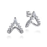 14K White Gold Diamond J-Hoop Earrings - 0.9 ct