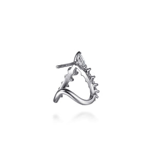 14K White Gold Diamond J-Hoop Earrings