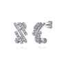 14K White Gold Diamond J Hoop Earrings - 0.6 ct