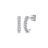 14K White Gold Diamond J Hoop Earrings - 0.5 ct