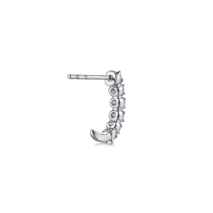 14K White Gold Diamond J Hoop Earrings