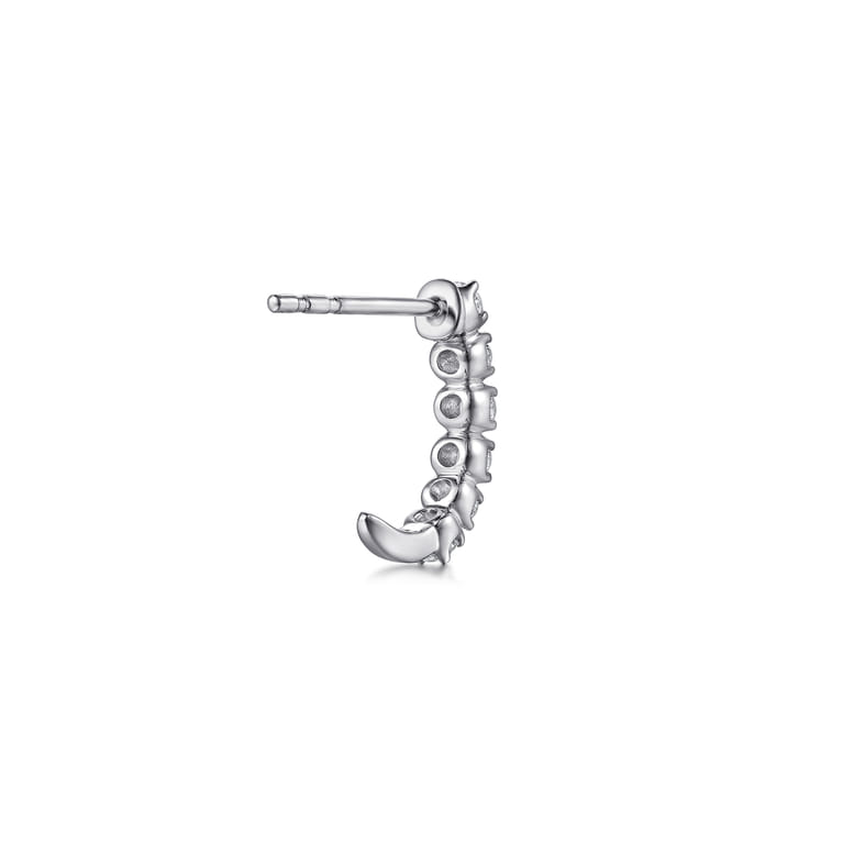 14K White Gold Diamond J Hoop Earrings - 0.5 ct - Shot 2