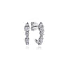 14K White Gold Diamond J Hoop Stud Earrings - 0.5 ct
