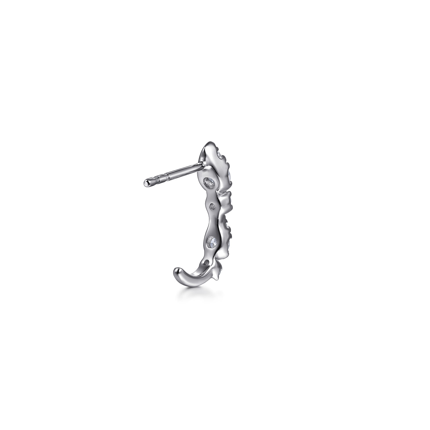 14K White Gold Diamond J Hoop Stud Earrings - 0.5 ct - Shot 3