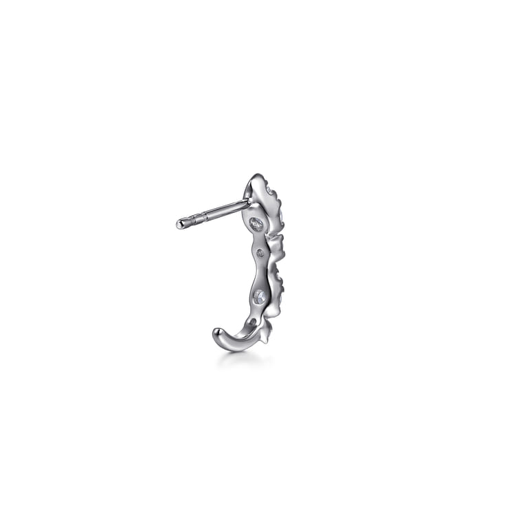 14K White Gold Diamond J Hoop Stud Earrings - 0.5 ct - Shot 3