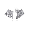 14K White Gold Diamond J Hoop Stud Earrings - 0.5 ct