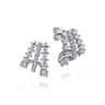 14K White Gold Diamond J Hoop Stud Earrings - 1 ct