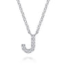 14K White Gold Diamond J Initial Pendant Necklace - 0.05 ct