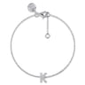 14K White Gold Diamond K Initial Chain Bracelet - 0.07 ct
