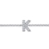14K White Gold Diamond K Initial Chain Bracelet - 0.07 ct