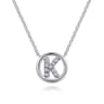 14K White Gold Diamond K Initial Pendant Necklace - 0.06 ct