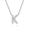 14K White Gold Diamond K Initial Pendant Necklace - 0.07 ct