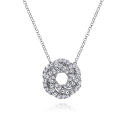 14K White Gold Diamond Knot Pendant Necklace