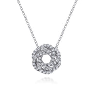 14K White Gold Diamond Knot Pendant Necklace