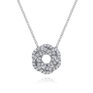 14K White Gold Diamond Knot Pendant Necklace