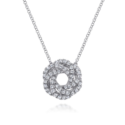 14K White Gold Diamond Knot Pendant Necklace