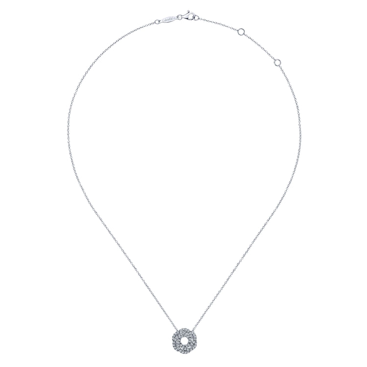 14K White Gold Diamond Knot Pendant Necklace