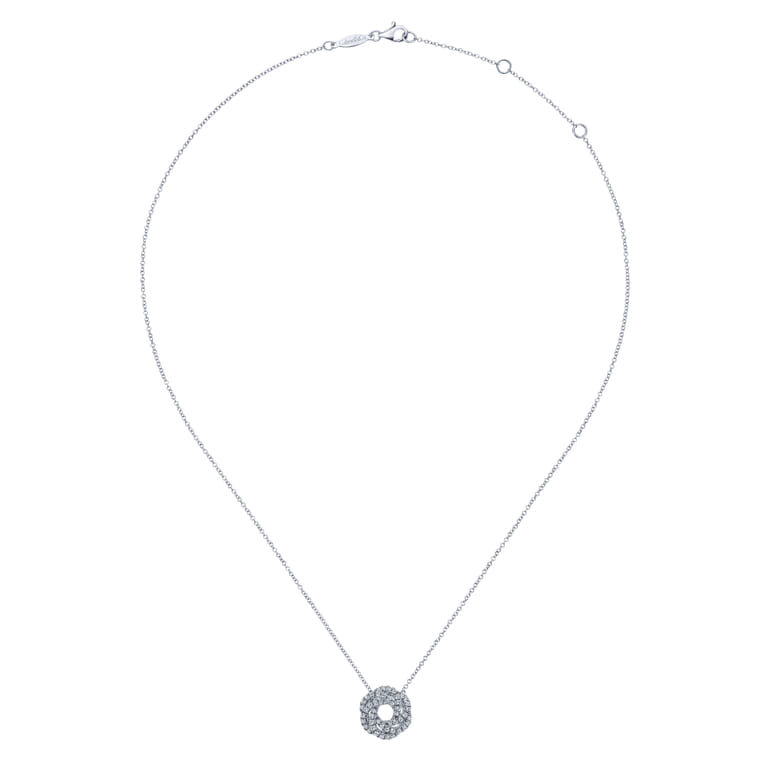 14K White Gold Diamond Knot Pendant Necklace - 0.7 ct - Shot 2