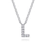 14K White Gold Diamond L Initial Pendant Necklace - 0.04 ct