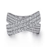 14K White Gold Diamond Ladies' Criss Cross Ring - 1.55 ct