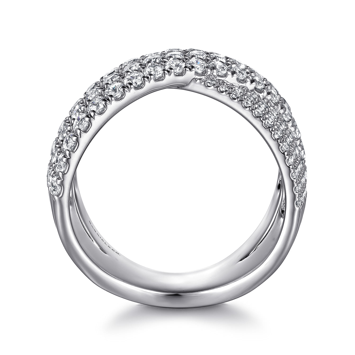 14K White Gold Diamond Ladies' Criss Cross Ring - 1.55 ct - Shot 2