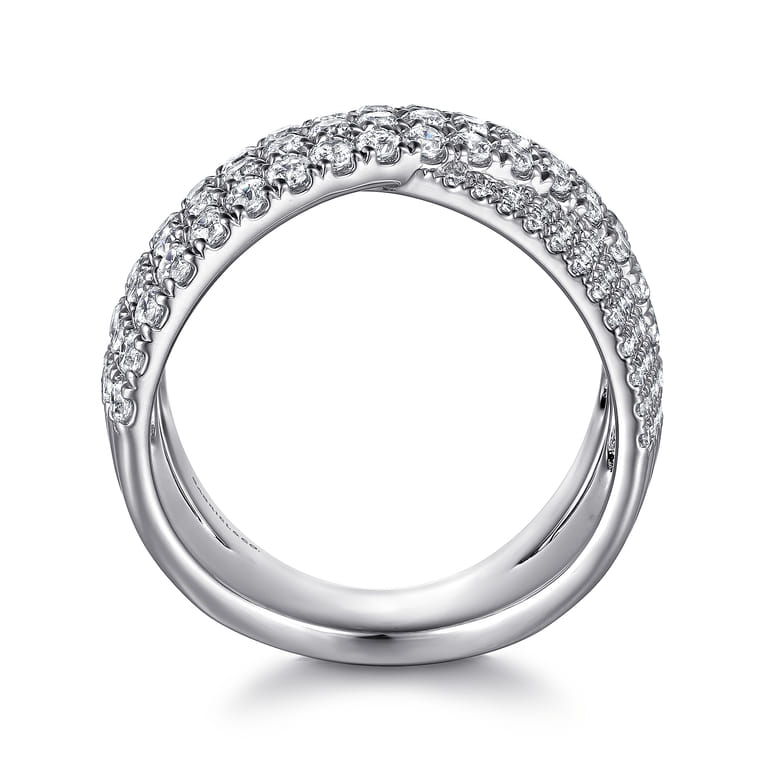 14K White Gold Diamond Ladies' Criss Cross Ring - 1.55 ct - Shot 2