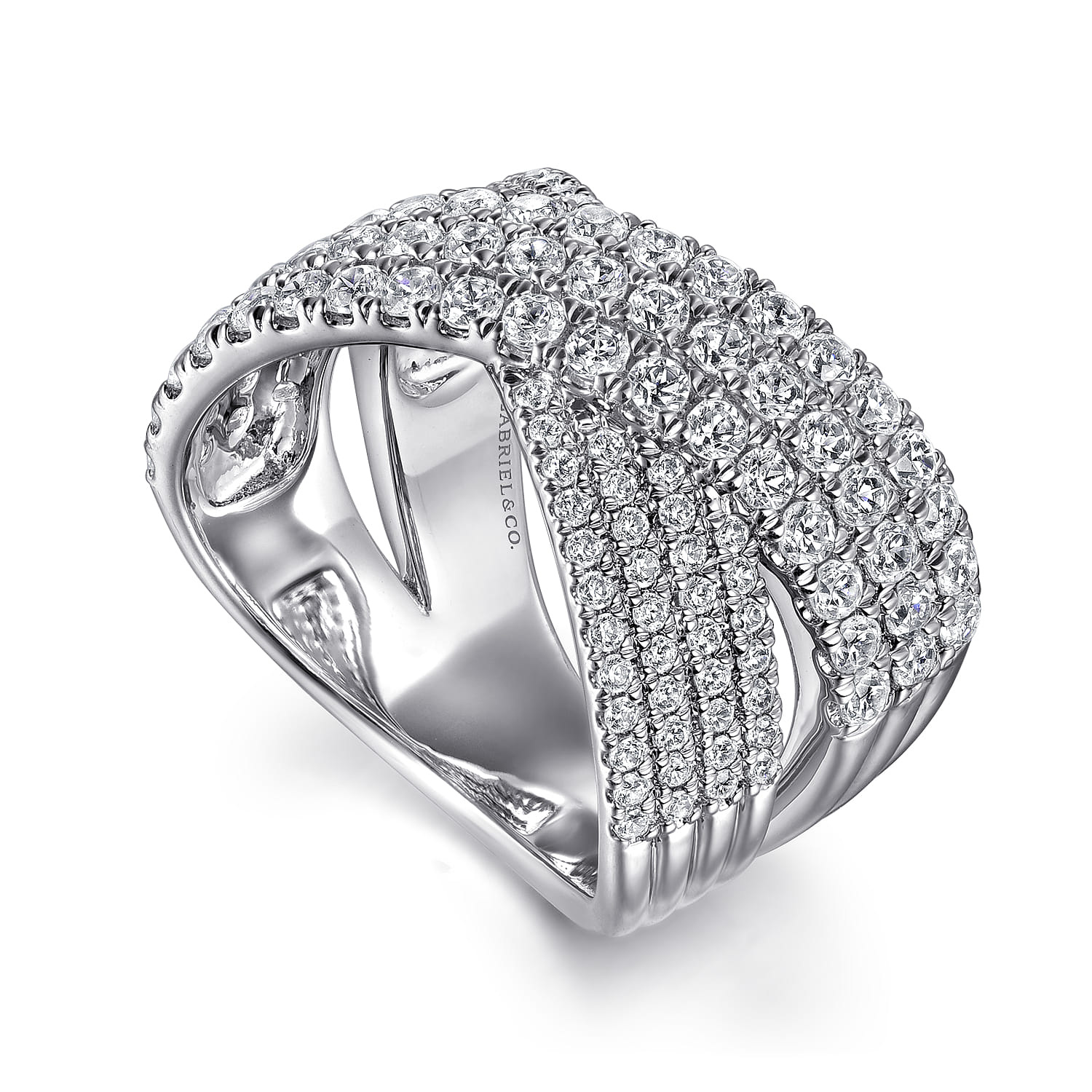 14K White Gold Diamond Ladies' Criss Cross Ring - 1.55 ct - Shot 3