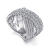 14K White Gold Diamond Ladies' Criss Cross Ring - 1.55 ct