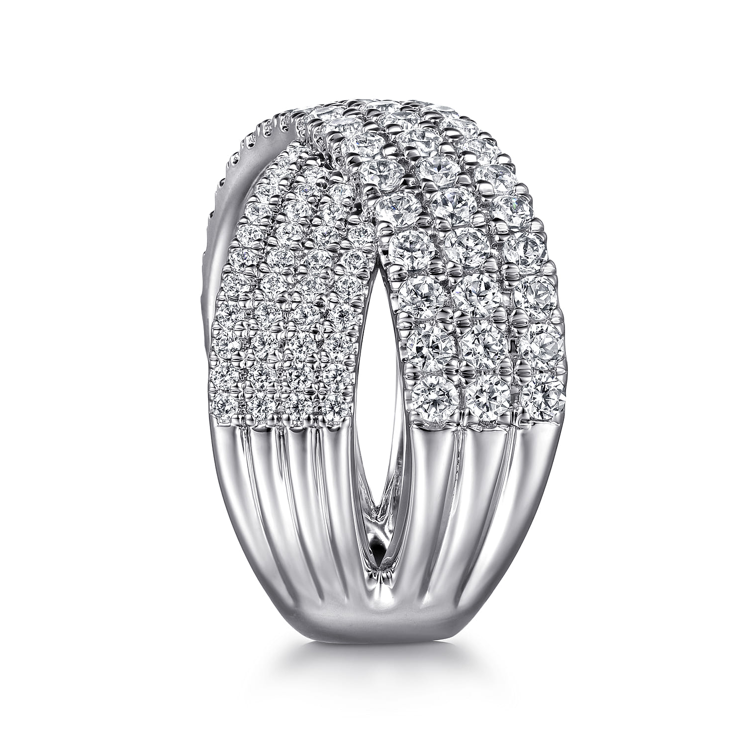 14K White Gold Diamond Ladies' Criss Cross Ring - 1.55 ct - Shot 4