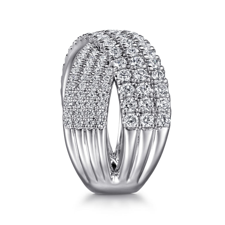 14K White Gold Diamond Ladies' Criss Cross Ring - 1.55 ct - Shot 4