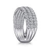 14K White Gold Diamond Ladies' Criss Cross Ring - 1.55 ct