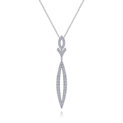 14K White Gold Diamond Lariat Necklace