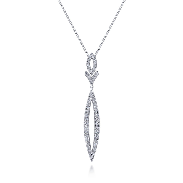 14K White Gold Diamond Lariat Necklace - 0.8 ct - Shot 1