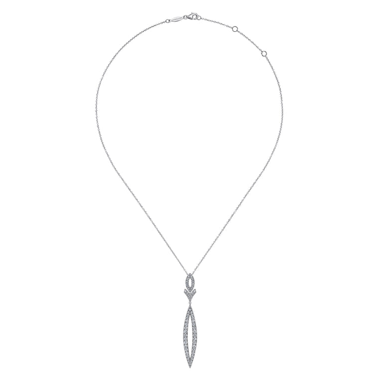 14K White Gold Diamond Lariat Necklace - 0.8 ct - Shot 2