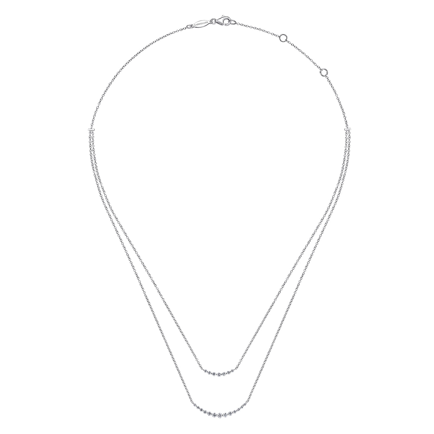 14K White Gold Diamond Layered Bar Necklace