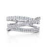 14K White Gold Diamond Layered Criss Cross Ring - 1.2 ct
