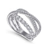 14K White Gold Diamond Layered Criss Cross Ring - 1.2 ct