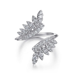 14K White Gold Diamond Leaf Bypass Ring