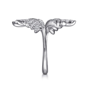 14K White Gold Diamond Leaf Bypass Ring