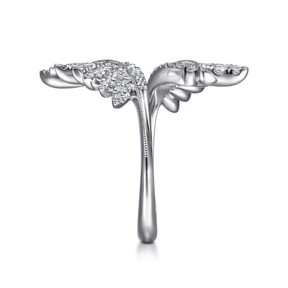 14K White Gold Diamond Leaf Bypass Ring