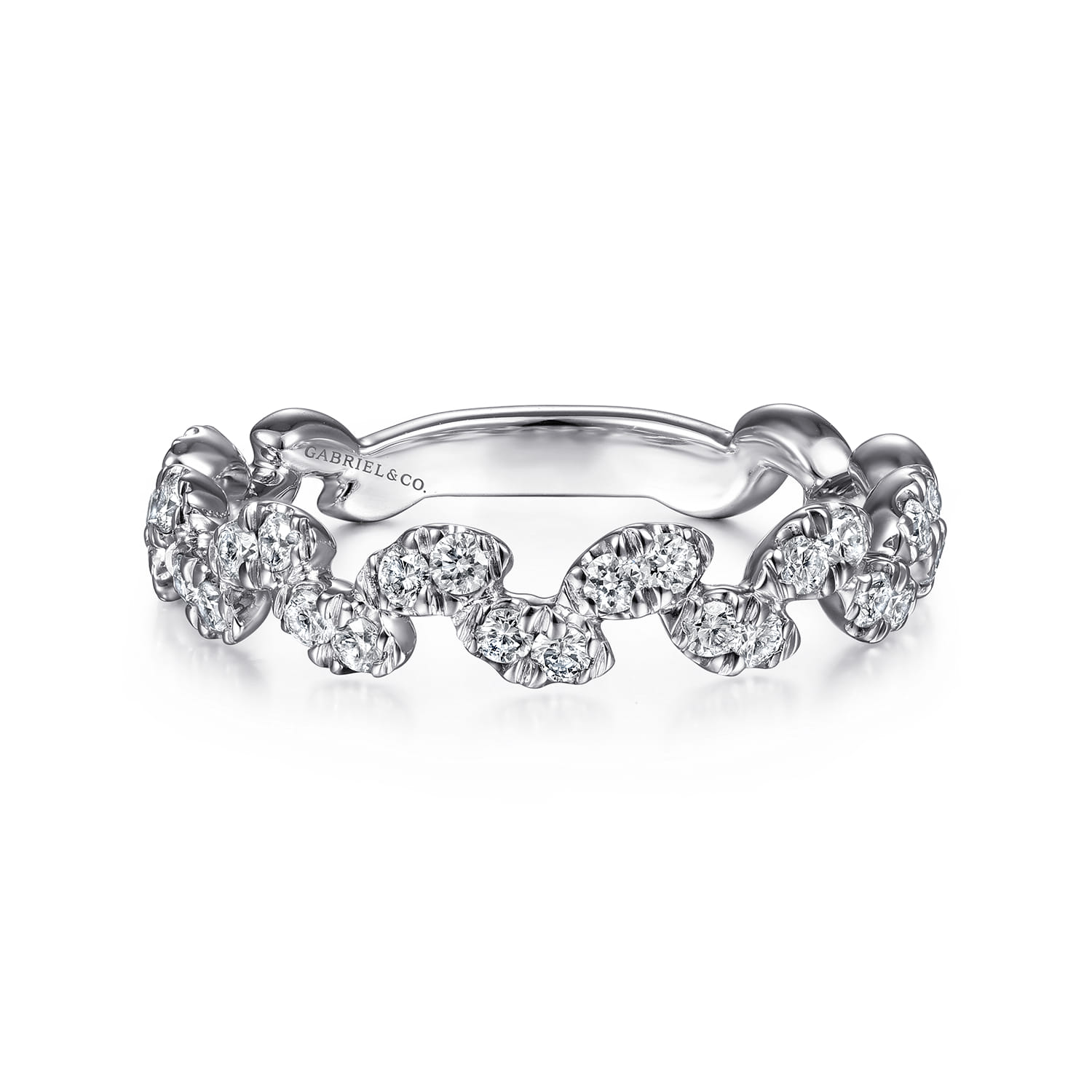 14K White Gold Diamond Leaf Ring - 0.4 ct - Shot 1