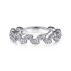 14K White Gold Diamond Leaf Ring