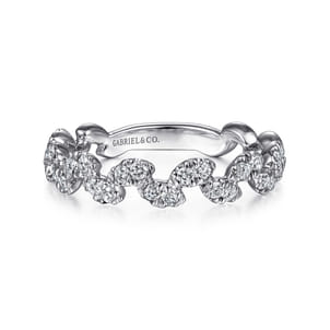 14K White Gold Diamond Leaf Ring