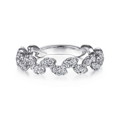 14K White Gold Diamond Leaf Ring