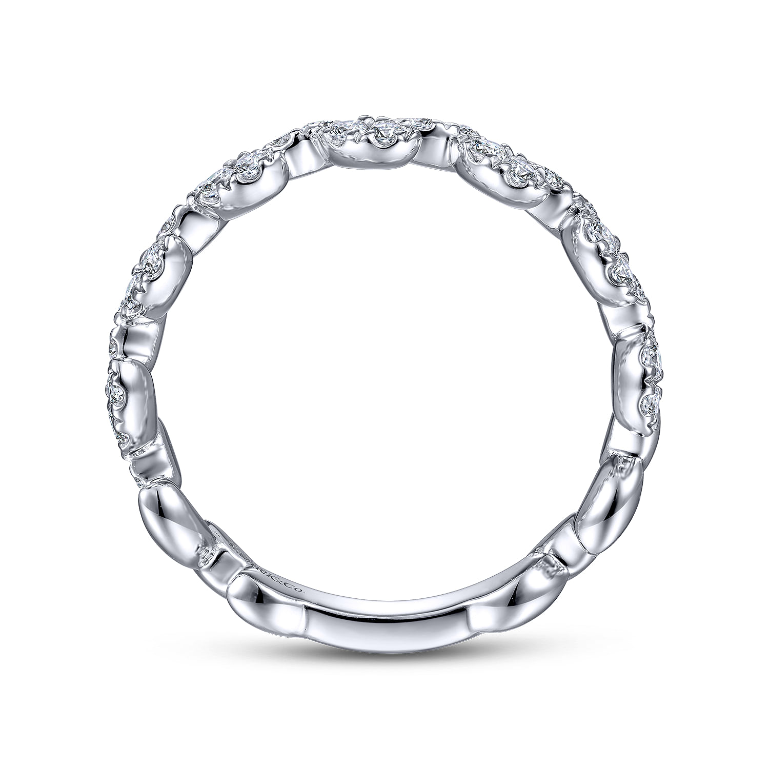 14K White Gold Diamond Leaf Ring