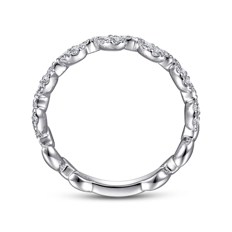 14K White Gold Diamond Leaf Ring - 0.4 ct - Shot 2