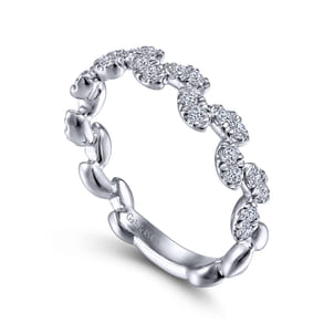 14K White Gold Diamond Leaf Ring