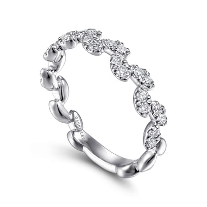 14K White Gold Diamond Leaf Ring