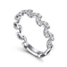 14K White Gold Diamond Leaf Ring - 0.4 ct